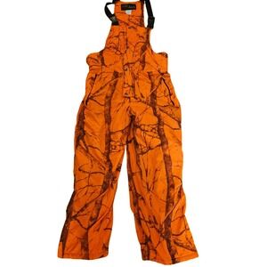 WFS Element Gear Mens Blaze Orange Camo Hunting Bibs Insulated Overalls Large